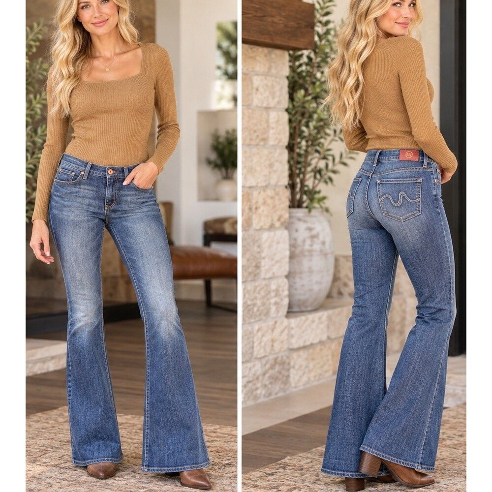 AG ADRIANO GOLDSCHMIED THE CLUB FLARE JEAN WOMEN'S SIZE 32R Y2KInspired Bootcut